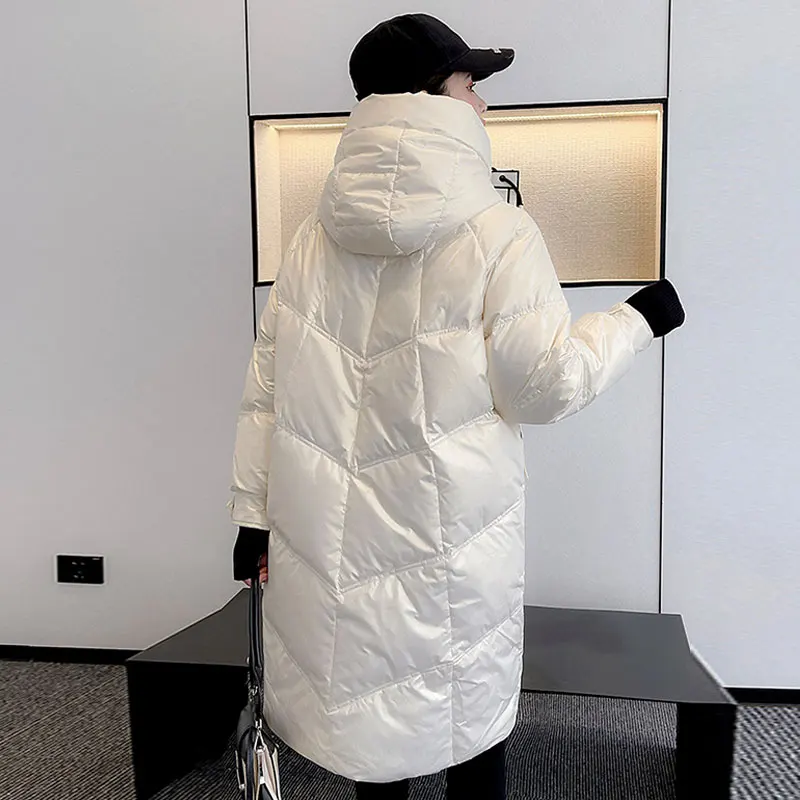 Women's Down Jacket Female Long Parkas 2021 New Large Size Hooded  Parki Thick Warm Quilted Coat Women Loose Puffer Jacket
