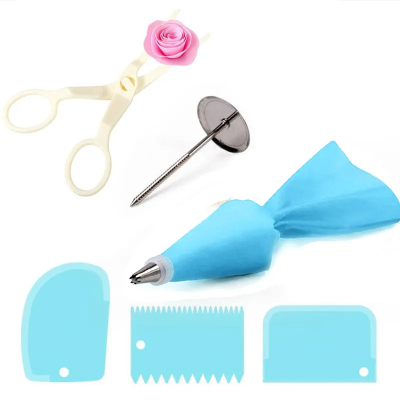 

6Pcs/set Cake Decorating Tools Fondant Flower Lifter Nail Scissor Transfer Cream Scraper Butter Smoother