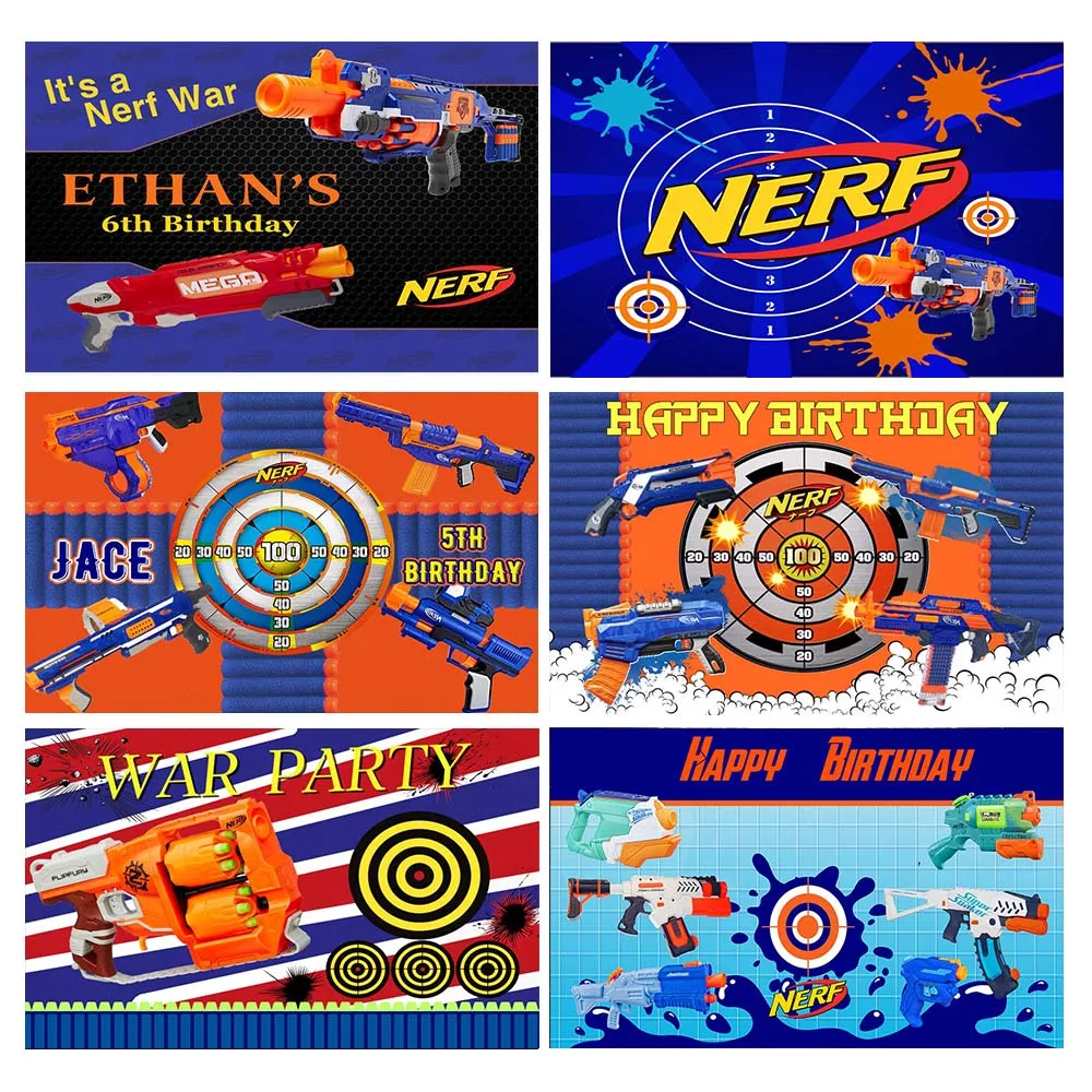GFUITRR Nerf пистолет фотография фоны для мальчиков день рождения Фото мультфильм