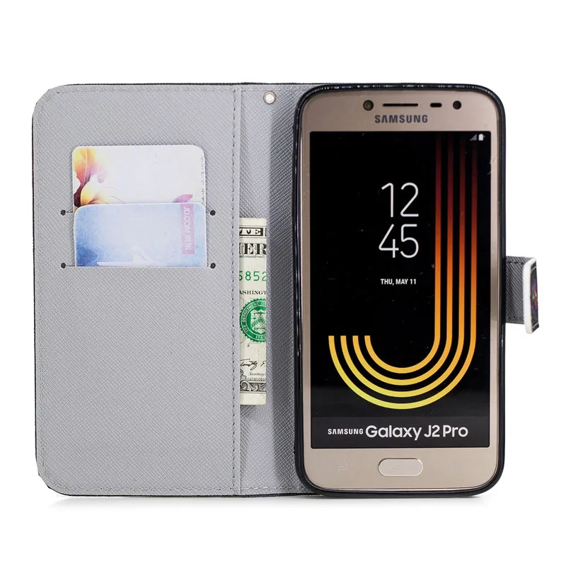 Модный кожаный чехол книжка с подставкой и отделением для карт Samsung Galaxy J2 Core J2Core 5 0
