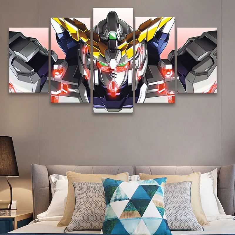 Настенная живопись картины холст печатный аниме модульный плакат 5 панелей Gundam