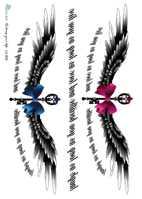 Водонепроницаемая временная татуировка наклейка divine wings of angel tatto стикер s флэш-тату поддельные татуировки для девочек, женщин 7 - Цвет: Светло-серый