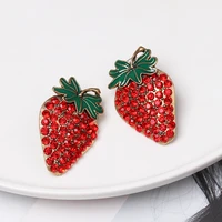 juran metal fashion crystal dangle stud earrings 2019 fruit strawberry large statement earrings for women wedding jewelry