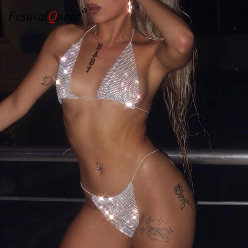 Женский сексуальный сетчатый комплект бикини бандажный открытый купальник мини