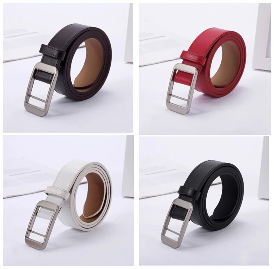 Ремень женский с квадратной пряжкой простой студенческий пояс в стиле ретро