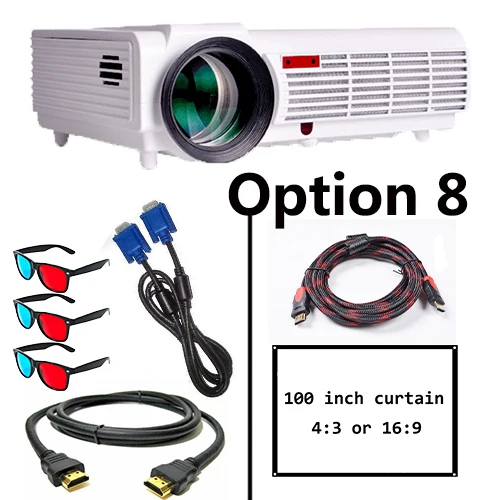 Option 8 Poner Saund светодиодный 96 светодиодный проектор 5500 люмен Full HD проектор 1080P с 10 м HDMI штативом USB VGA AV 3D Proyector lcd Vs bt96 m5 - Цвет: Option 8