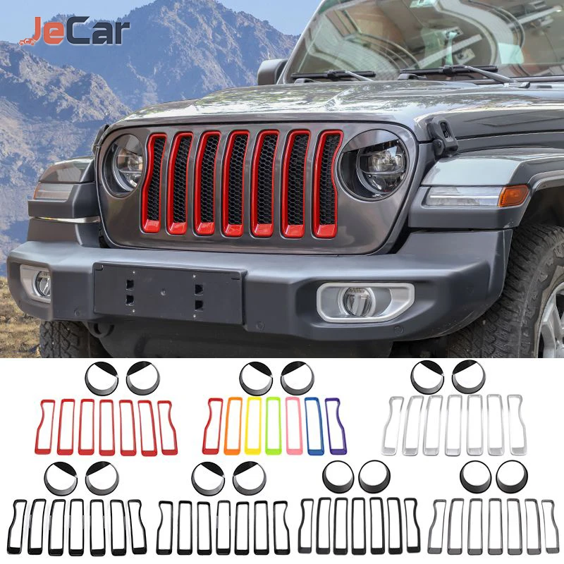 

Car Stickers Headlight Circle Lamp Sticker Grille Decoration Cover For Jeep Wrangler JL 2018 Up Car Accessories