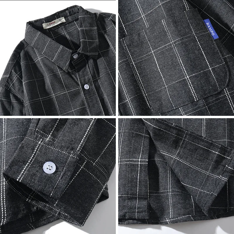 Spring Autumn Plaid Shirt Men Male Casual Long Sleeve Shirt High Quality Men's Clothing Shirts Loose Casual Tops Shirts for Men