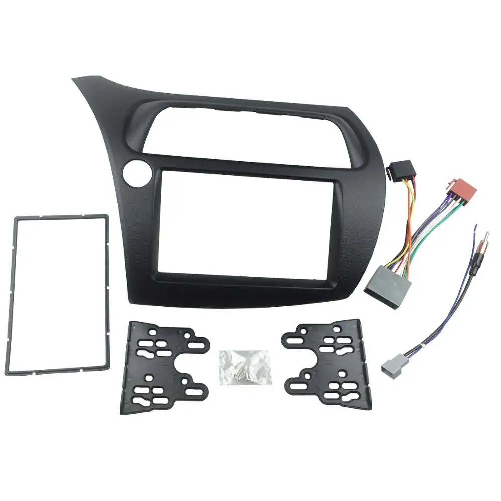 left wheel Двойной Din фасции для Honda Civic Радио DVD стерео панель тире установка лицевая рамка с проводом жгута антенны - Название цвета: left wheel