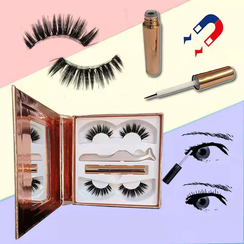 

Simulation soft, natural thick long curling high-grade glue-free eyeliner tweezers 2 pairs set