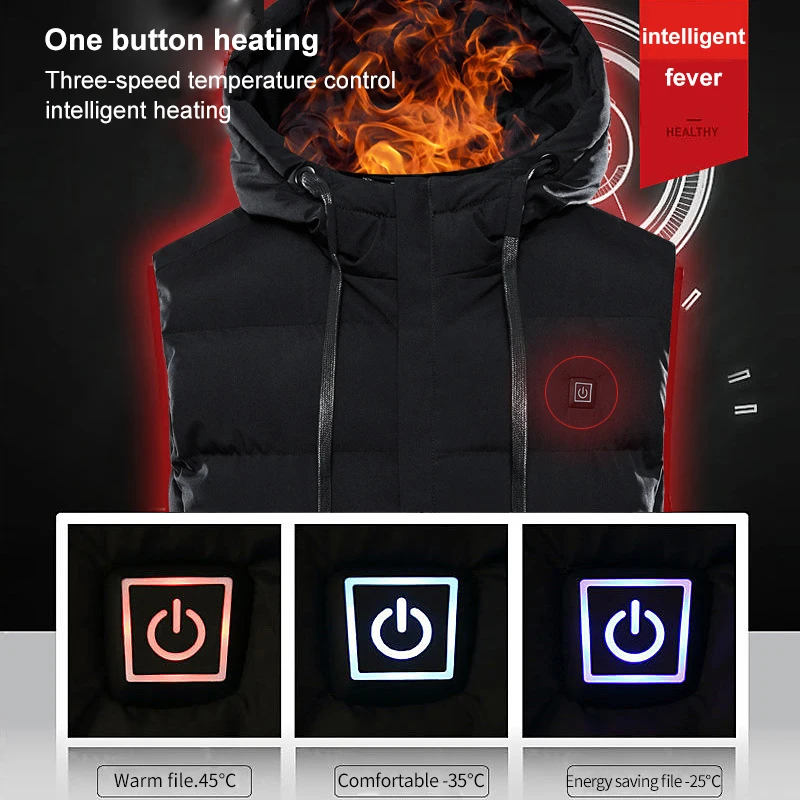 

Winter Heating Vest Men Women Warm Heated Smart Jacket Graphene Heat Thermal Clothing Hoodied Plus Size M-7XL