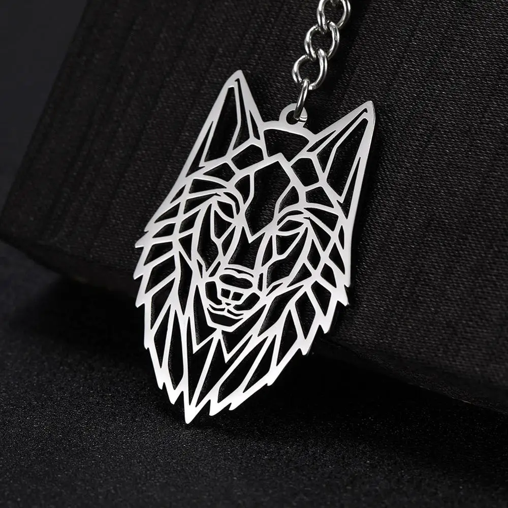 

COOLTIME Wolf Animal The Sirius Keychain Charm Keyrings Stainless Steel Key Chains Animal Holder Pendant For Bag Men Women Gift