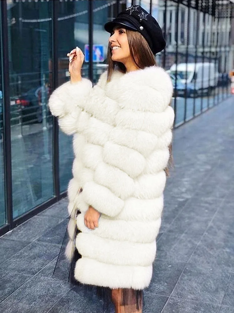 Faux Fur Coat Women Winter Jacket Elegant Warm Fox Luxury Clothes Cover Long Oversize 2022 New Fashion Full Y2k Especially Woman