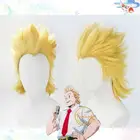 С героями из мультфильма Мой герой Mirio Toogata миллионов Косплэй парик Косплэй большой 3 Mirio Toogata желтого цвета для волос + бесплатная парик Кепки