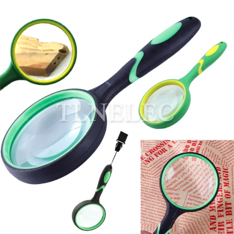 

Color Rubber Anti-drop Reading Handheld Magnifying Glass, Supermarket with Hole Hanging Mobile Phone Magnifying Glass