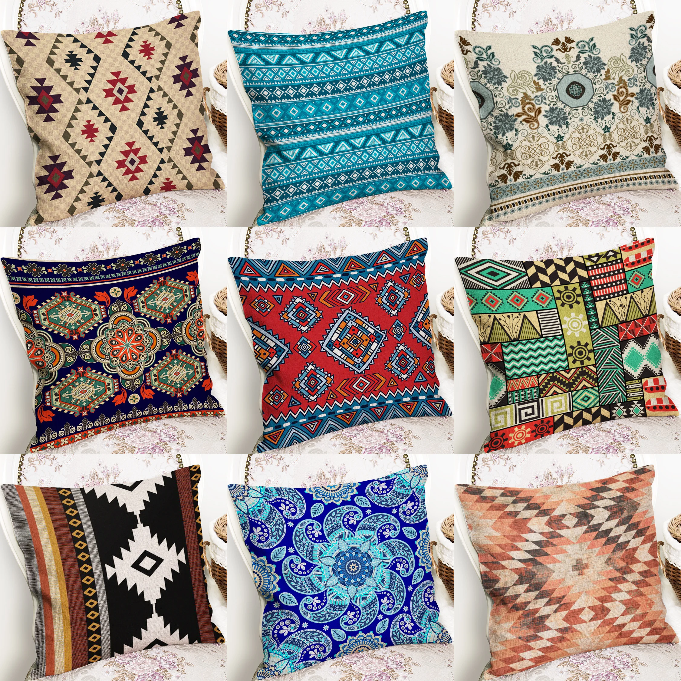Наволочка для подушки в стиле бохо 45x45 см|Наволочка| |
