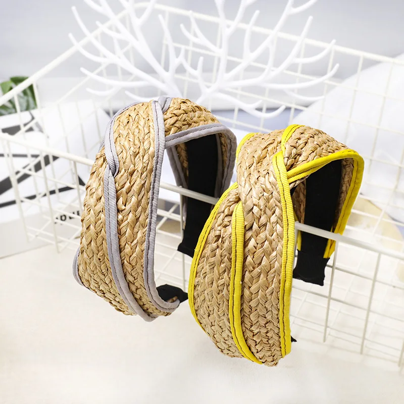 Женская Плетеная соломенная повязка для волос обруч Bazel аксессуары головной убор