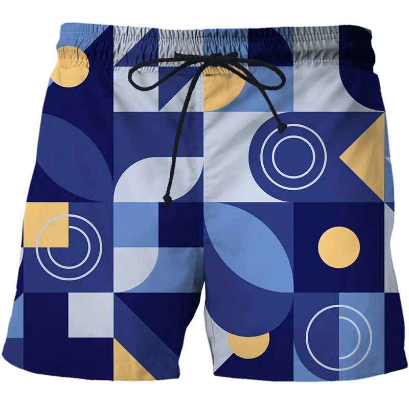 NEW 3D Printed Color contrast Men's Shorts Summer Geometry Beach Shorts Quick Dry Casual Loose Comfortable Running Sport Shorts