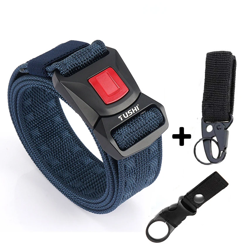 

125cm Adjustable Straps Men Jeans Belt Alloy Pluggable Buckle Quick Release Real Nylon Durable Thick Tactical Designer Belts