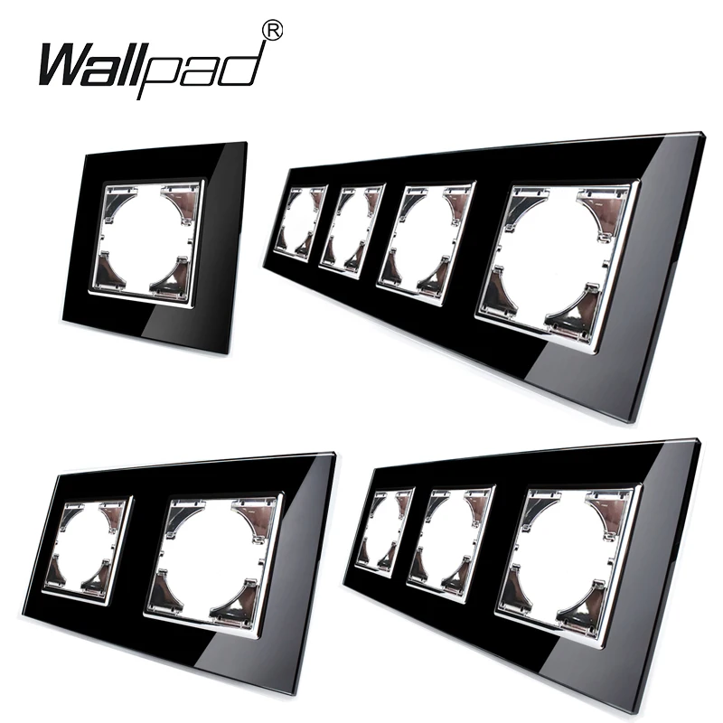 ЕС 2 Gang позиционный переключатель с зажимами Wallpad 110 250V черный Стекло Way кнопочный