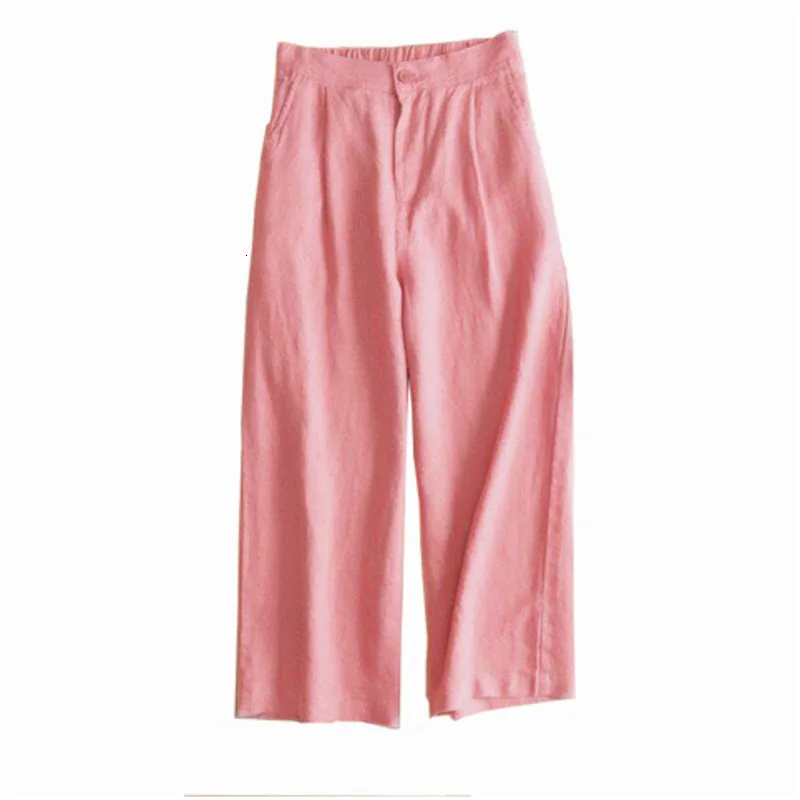 #0654 размера плюс штаны 4XL повседневные платья из хлопка и льна широкие брюки для