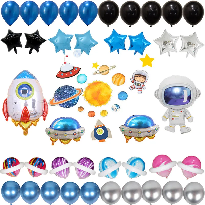 

Cartoon Figure Balloon Set Astronaut Balloon Set Pentagram Rocket Spaceship Boy Birthday Theme Party Decor Children Decoration