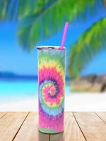 650ml large capacitytie dye stainless steel colorful double wall cup coke mug beer mugs travel cup with lid and straw for home