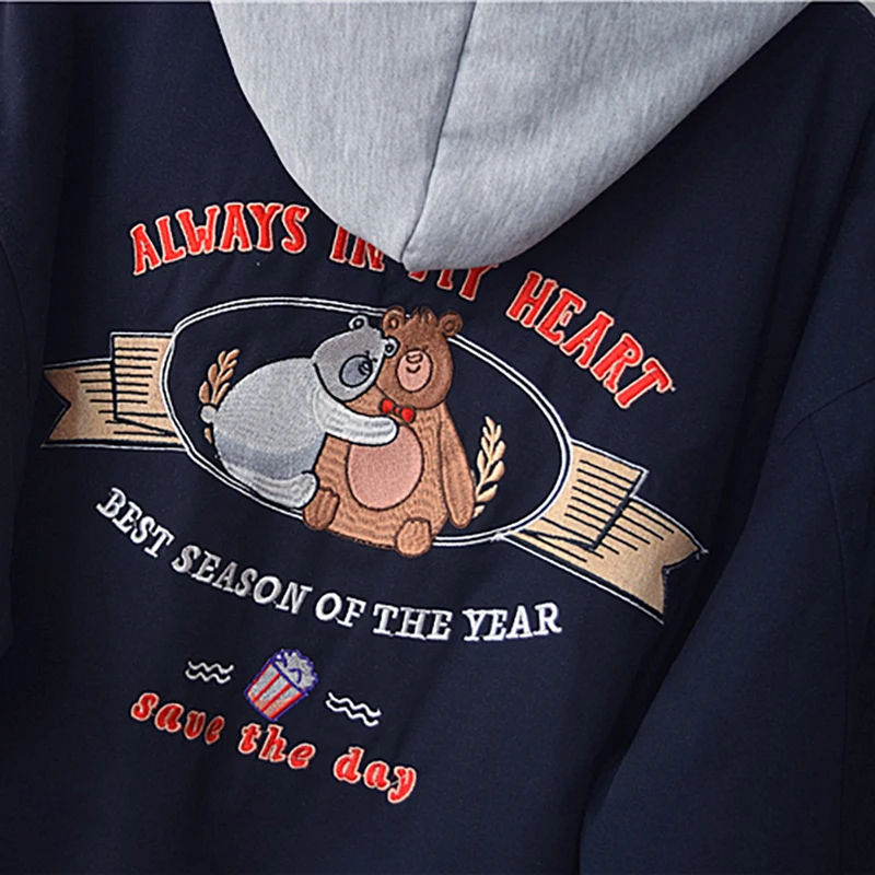 Повседневная Свободная Женская зимняя новая хлопковая куртка с вышивкой Милая