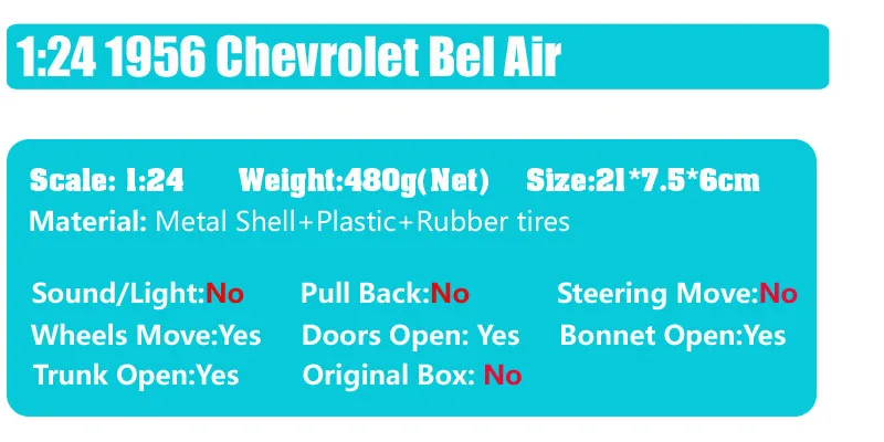 Детские 1:24 винтажные Jada старое 1956 chevrolet bel air hardtop chevy wagon металлические Литые и игрушечные машинки Миниатюрные модели автомобилей