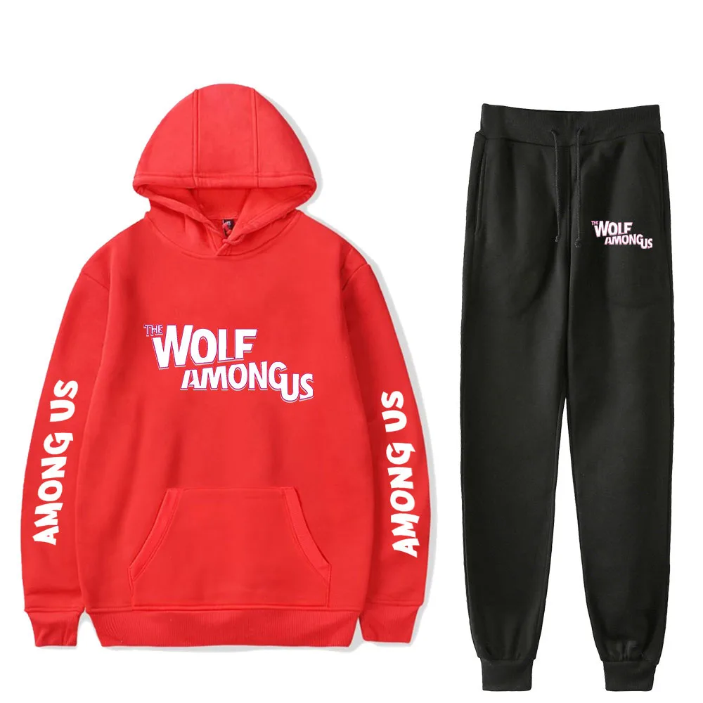 

Casual autumn men's hooded ensemble with hood + trousers unisex sports suit two-piece set among us printed mens joggers set