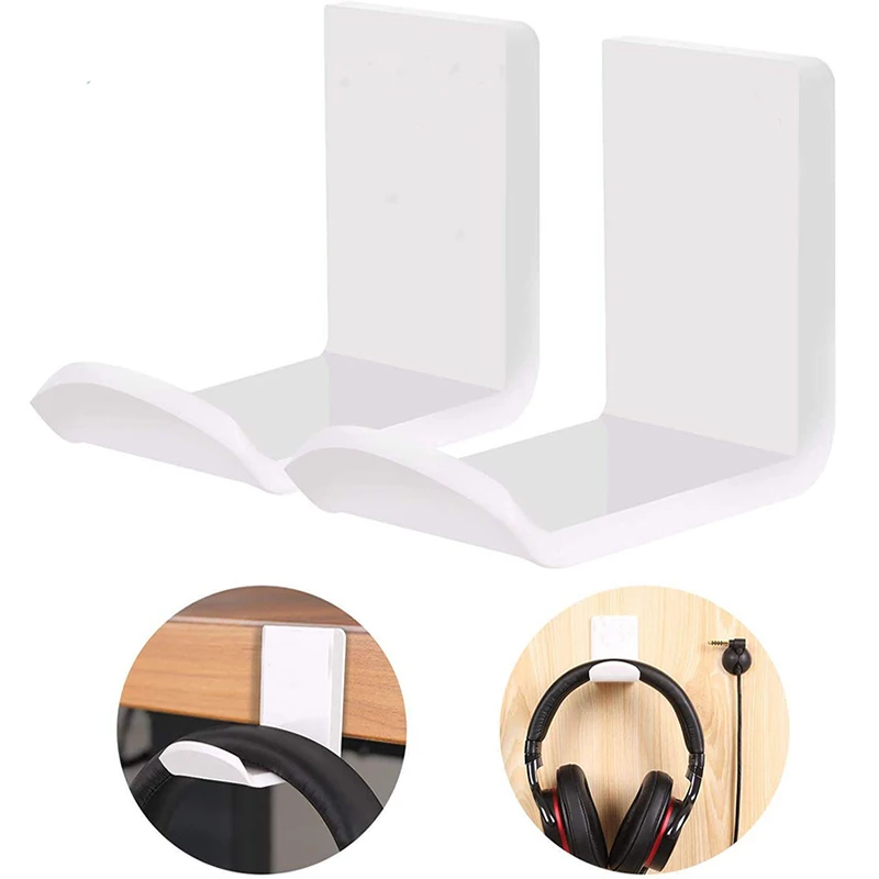 

Universal White/Black L Shape Holder Earphone Desk Headset Wall Mount Hanger Hook Sticker for PC Monitor Display Headphone Stand