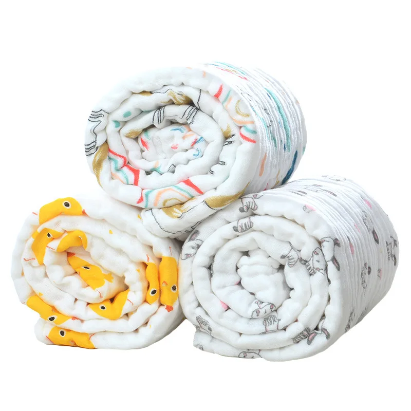 Детское Хлопковое одеяло 6 слоев марля стеганое банное полотенце с мультяшным