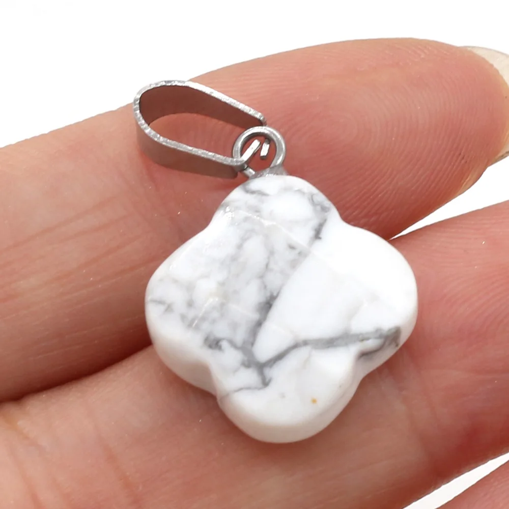 

Natural Rose Quartzs Tiger Eye Stone Pendant Four Petals Shape Stone Pendant for Making DIY Jewelry Necklace Size 18x20mm