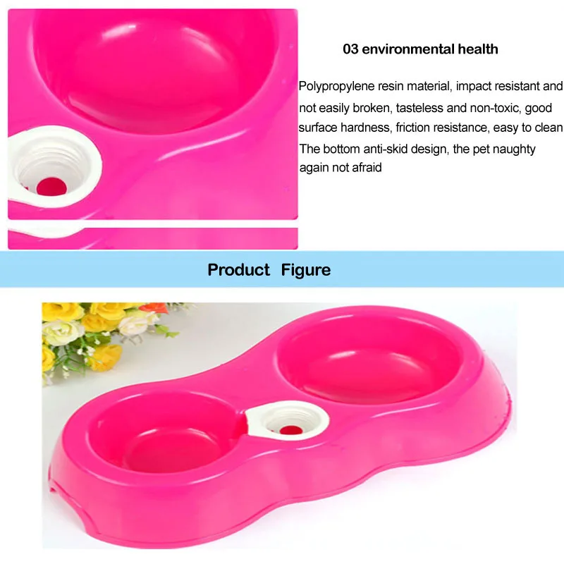Миска для питомцев пластиковый контейнер еды с двойным отверстием поилка щенков