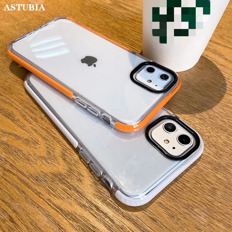 

ASTUBIA Soft Two-color TPU Case For iPhone 11 12 Pro Max Mini Full Protector Case For iPhone XR XS MAX X 7 8 PLUS SE2 2020 Cover