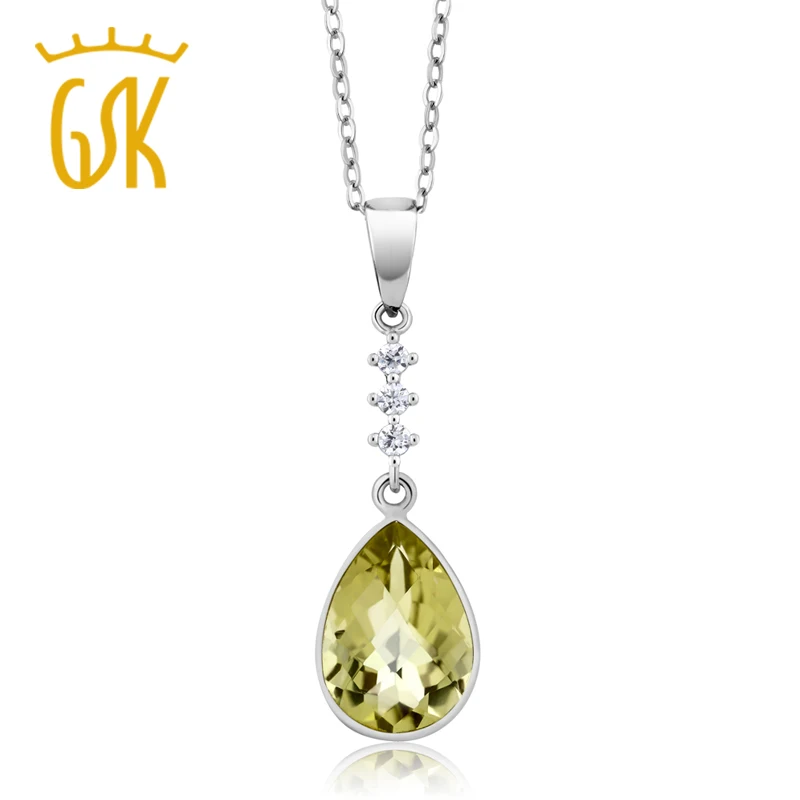 Кулон из стерлингового серебра с лимонным кварцем бесплатной 18 &quot925 серебряной