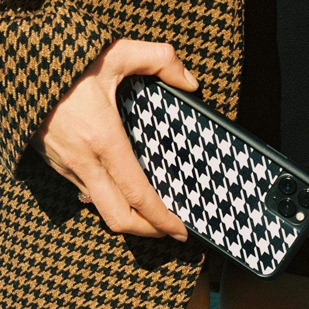 Houndstooth Silicone PC phone case for iphone 6S 7 8 Plus X Xs Max XR 11 12 Pro hard fundas for samsung s21 s30 note 21