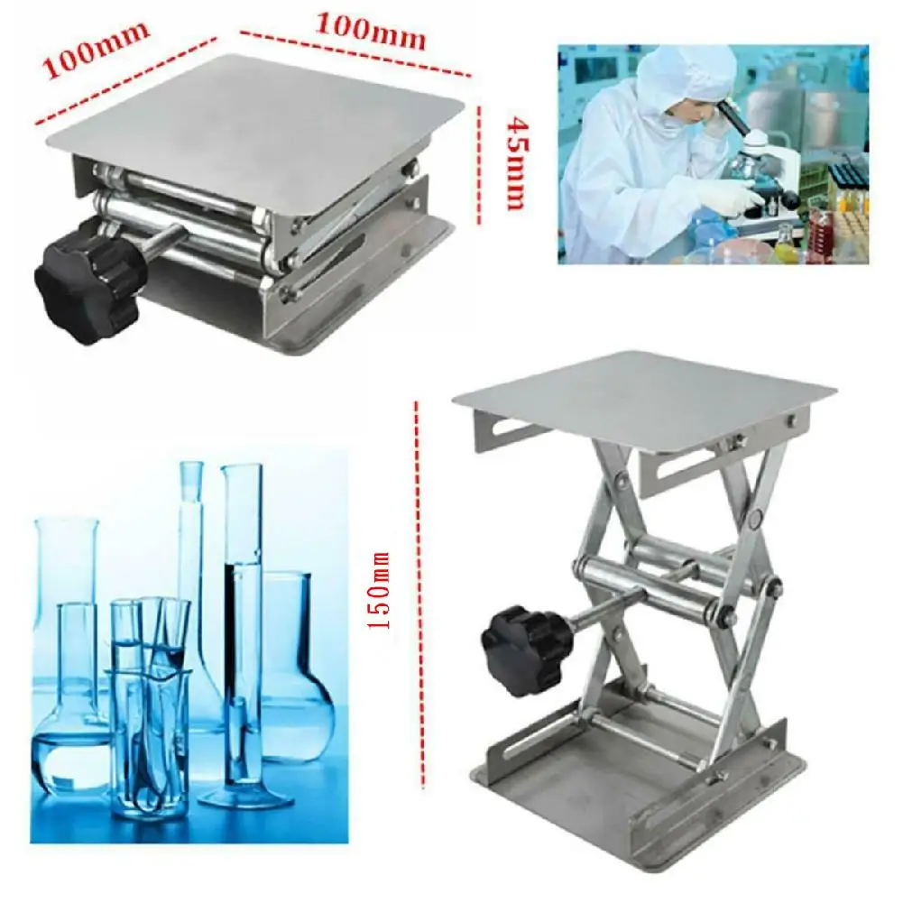 Stainless Steel Adjustable Lab Stand Table Rack Scissor Lab-Lift Lifter for Science Experiment 10 x 10cm Woodworking Benches | Инструменты