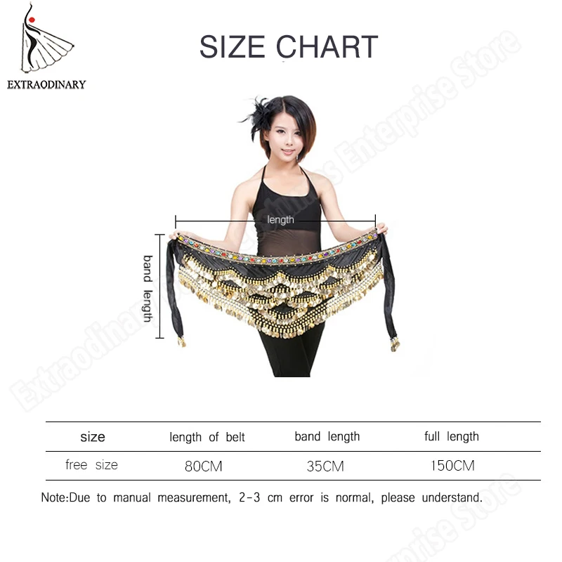 

Women Belly Dance Belt Bead Coin Hip Scarf Wrap Gypsy Costume Bellydance Clothes Tribal Belt Accessories 9 Color