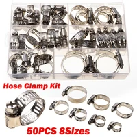 50pcs 8 38mm stainless steel adjustable drive hose clamp fuel line worm clip hoop hose clamp for water pipe plumbing automotive