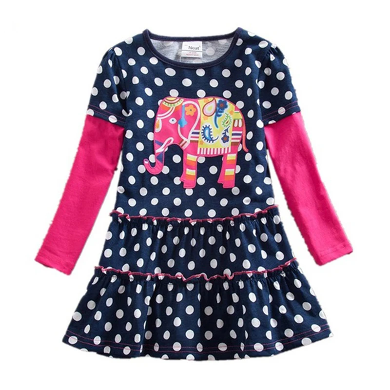 VIKITA Girls Flower Dresses Children Cotton Dress Long Sleeve Autumn Winter Cartoon Kids For Roupa Infantil Menina | Детская одежда и