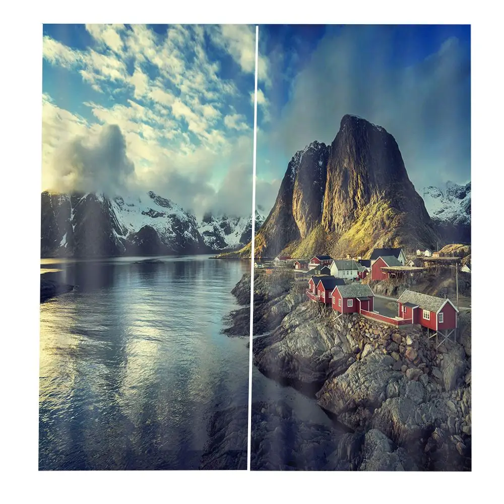 Набор занавесок для душа 3D украшение дома и озера снежный Горный пейзаж с принтом