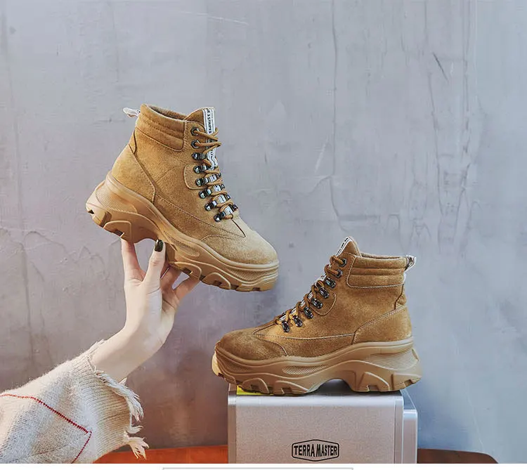 Дропшиппинг женские Сникеры на платформе из натуральной кожи коллекция 2019 года