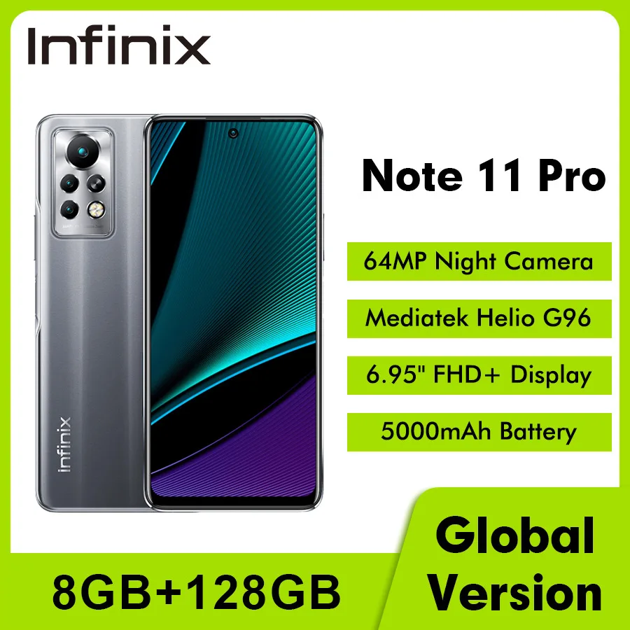 Global Version Infinix Note 11 Pro 6.95&quotFHD Smartphone 8GB 128GB 5000mAh 64MP Camera Mediatek Helio G96 Mobile Phone | Мобильные
