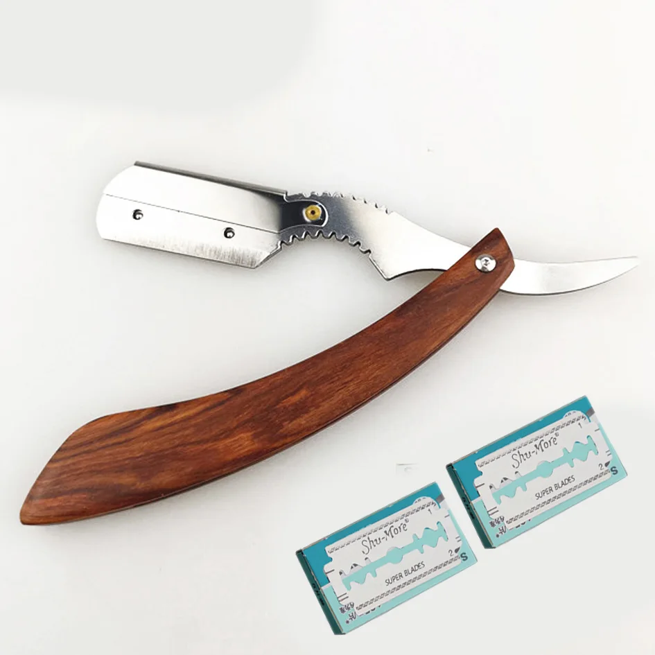 razor and blade Новая Палисандр Ручка бритва для бритья мужские сменные лезвия бритва Профессиональная парикмахерская бритва портативная бритва - Цвет: razor and blade