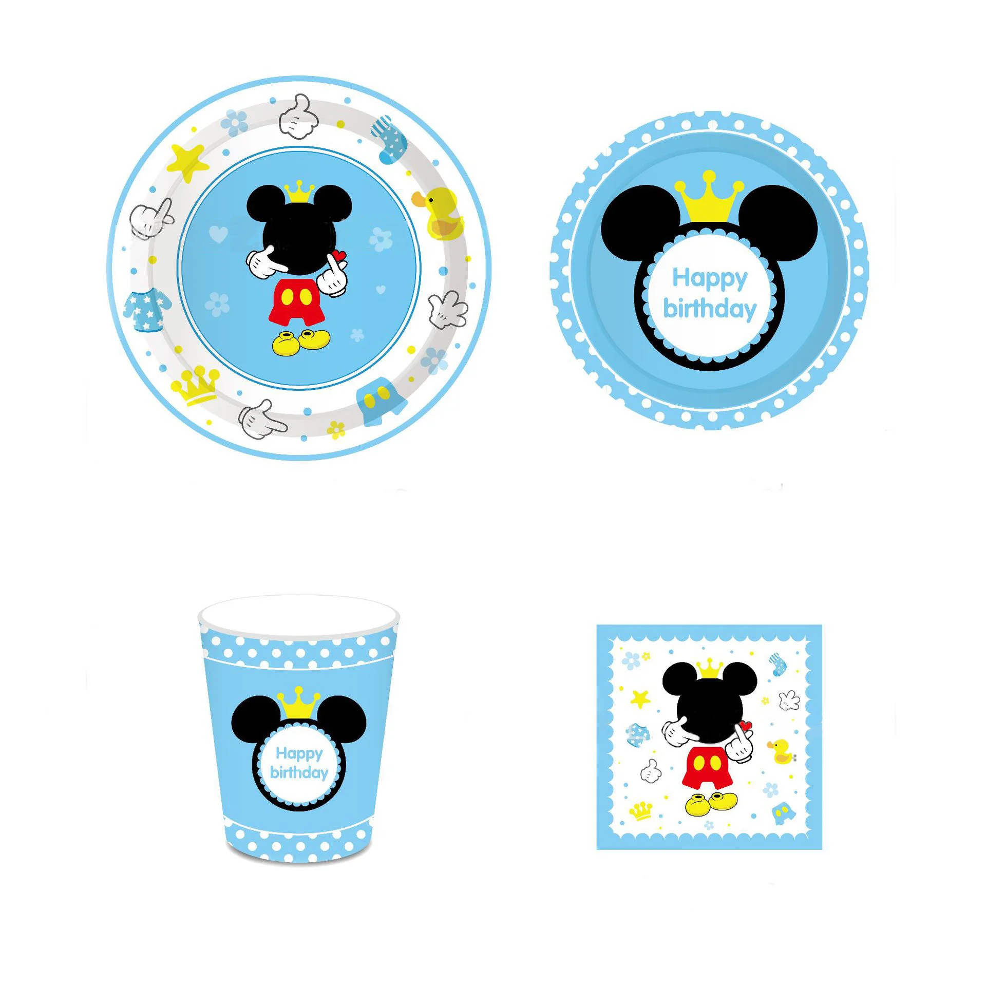 

Blue Mickey mouse baby one year old birthday party blue Disposable tableware decor banner ballons decor birthday party supplies