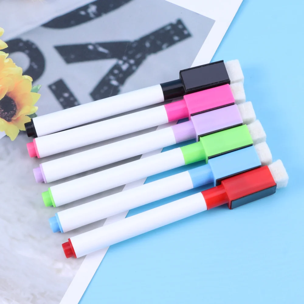 

30PCS Magnetic Colorful Whiteboard Pen Black White Board Markers Built In Eraser School Supplies (Rosy, Blue, Black, Green, Red,