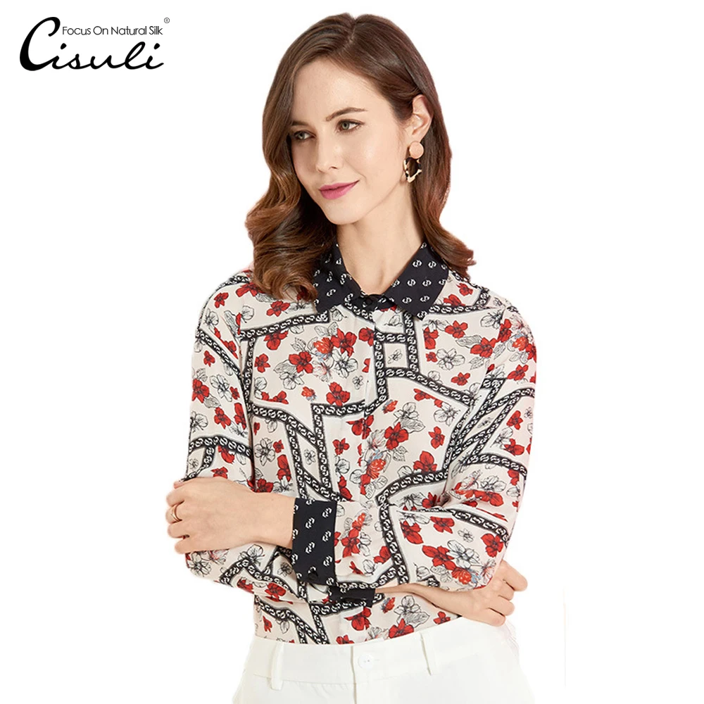 

Шелковая рубашка CISULI 100%, женская одежда с длинным рукавом, женская одежда с принтом в стиле бохо, новинка 2019, женские топы Desigual для женщин