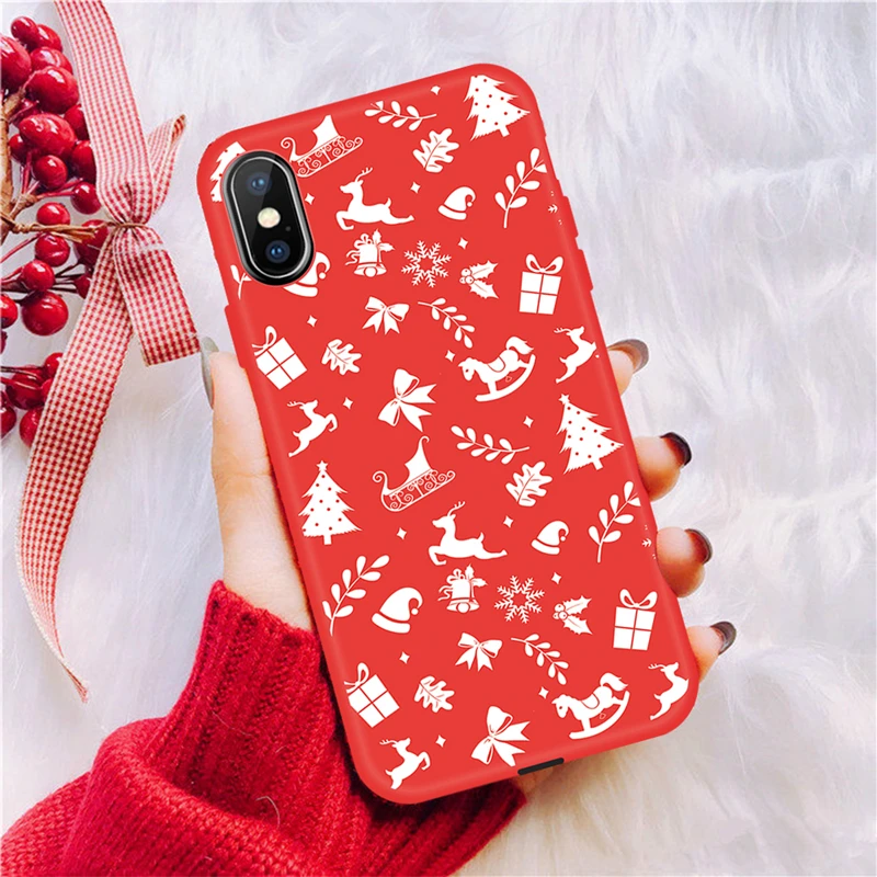 Новогодний чехол для телефона iPhone 11 Pro Max 2019 из ТПУ X XS XR 7 8 6S 6 Plus с рождественским