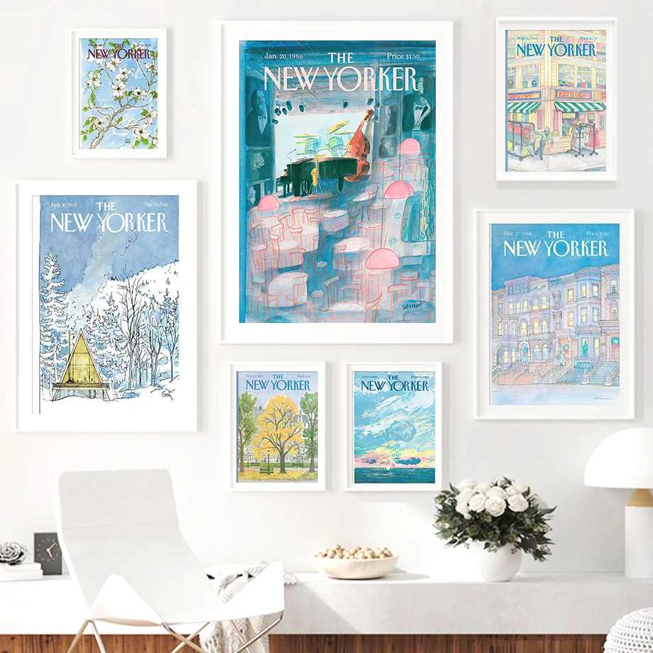 

The New Yorker Magazine Cover Landscape Wall Art Canvas Painting Abstract Posters And Prints Wall Pictures For Living Room Decor